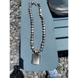 Simon Sebbag SSD Sterling Silver Peacock Pearl Necklace 19" Modernist Pendant